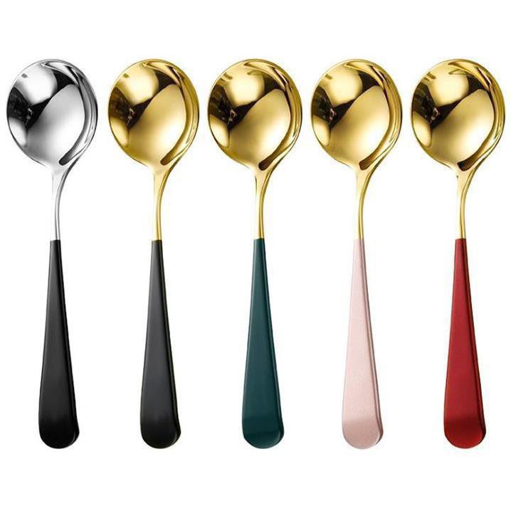 Thìa Ăn Cơm Bằng Inox Mạ Vàng Cán Dài.NP.ĐTCA