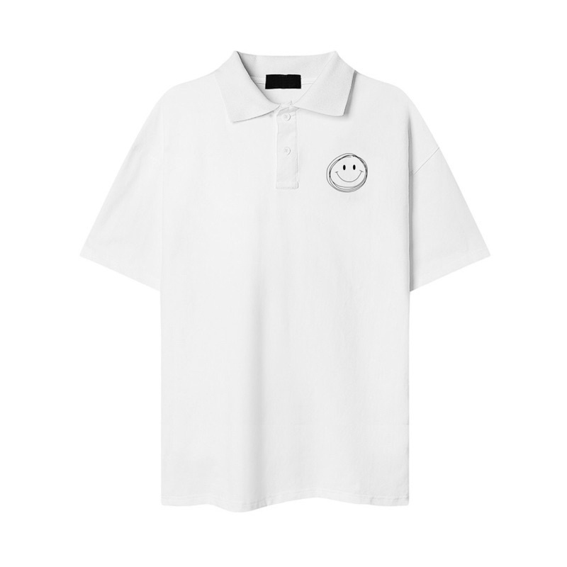 [NEW] Áo Thun Nữ Form Rộng Có Cổ Trụ Đẹp Chất Cotton Unisex In Họa Tiết Hình Mặt Cười Trẻ Trung Năng Nộng TTQ0038