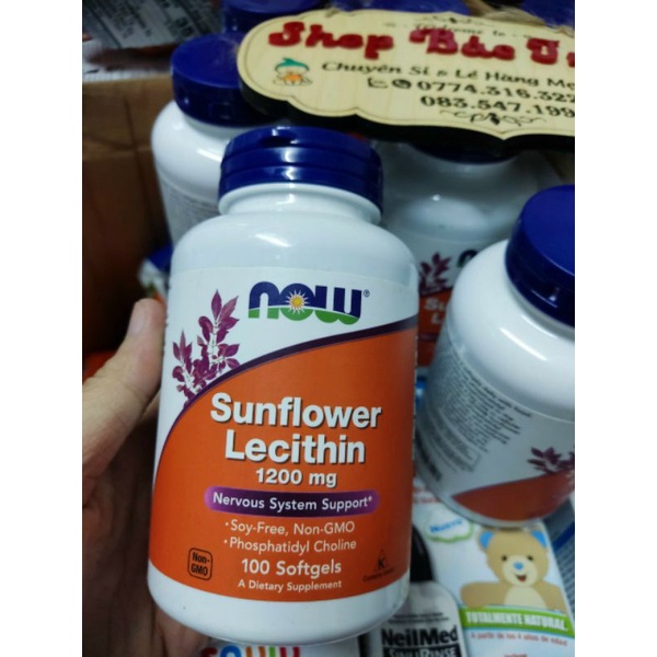 Viên uống chống tắc tia sữa Lecithin 1200mg Now Sunflower bé trai và bé gái