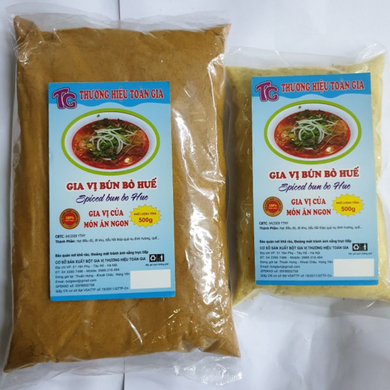 Combo gia vị bún bò huế 2 gói dạng bột và muối 500gr - chuẩn vị bún cố đô