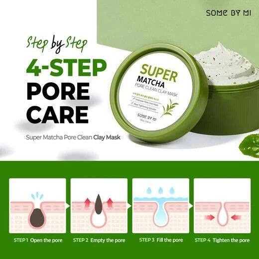 Combo Dưỡng Da Làm Sạch, Se Khít Lỗ Chân Lông Some By Mi Super Matcha Pore (Toner 150ml+ Mặt nạ đất sét 100g)