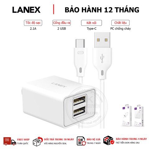 Bộ sạc nhanh LANEX LCK-06CL Lightning/ LCK-06CC Type-C Chuẩn QI 18W hàng chính hãng bảo hành 12 tháng 1 đổi 1