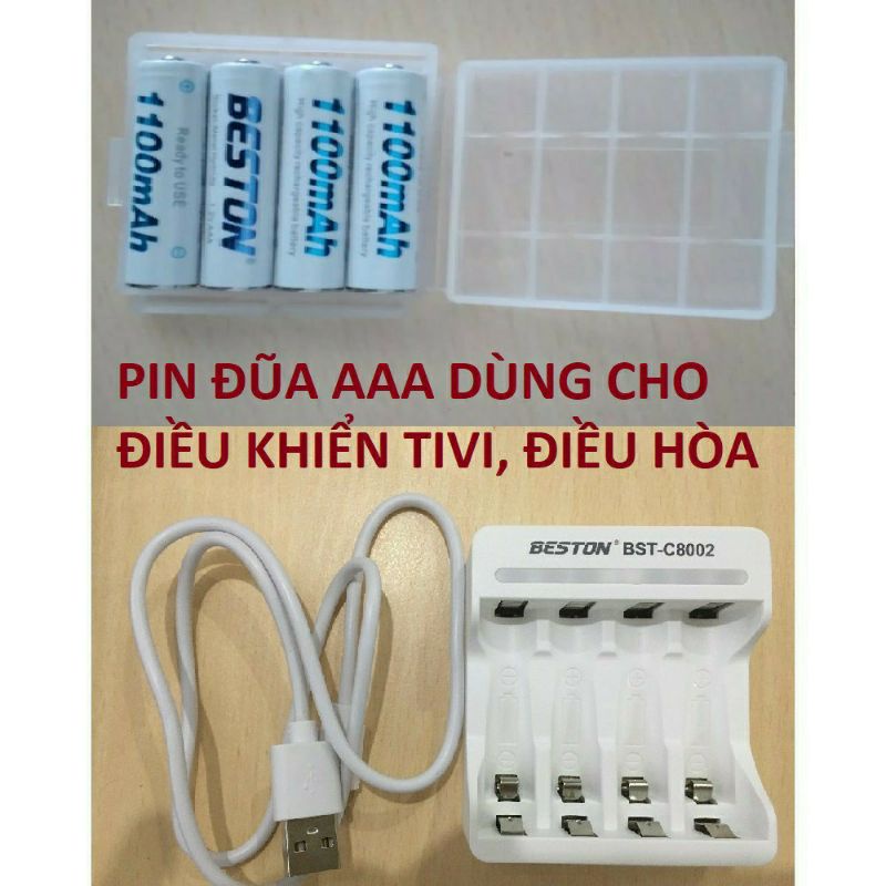Pin sạc AAA 1100, Pin đũa Beston chính hãng cho các loại điều khiển điều hòa, tivi
