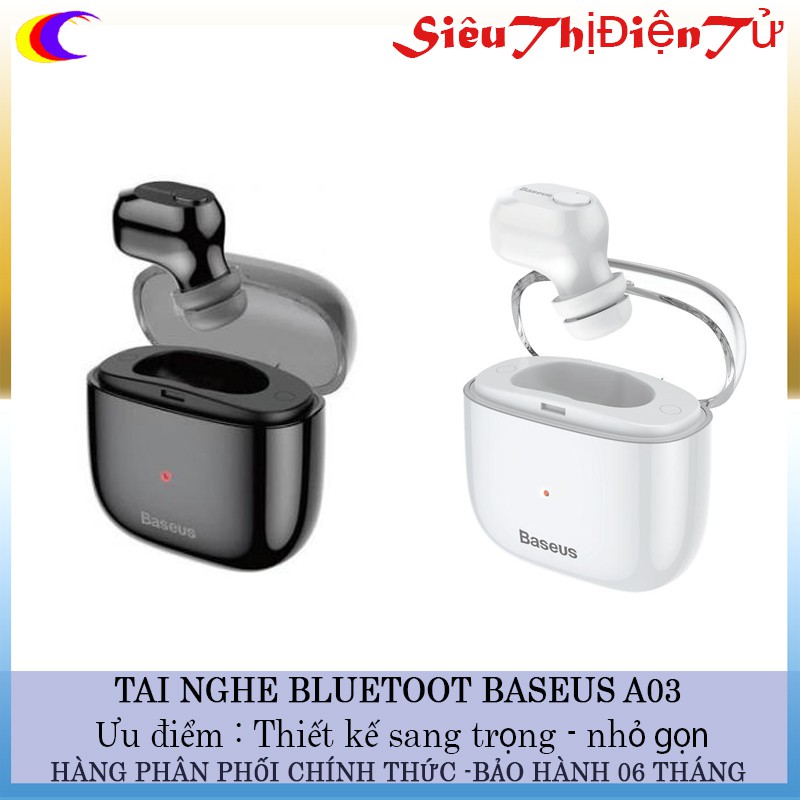 [Mã ELFLASH5 giảm 20K đơn 50K] TAI NGHE BASEUS A03 BLUETOOTH 1 BÊN TAI KIÊM ĐỘC SẠC