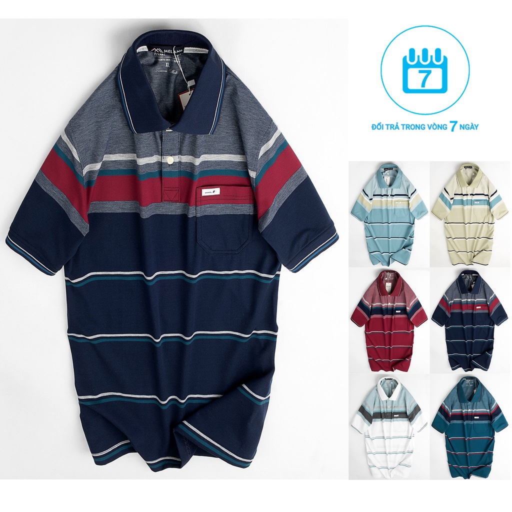 Áo thun nam có cổ trung niên vải cotton xịn loại áo thun cho người lớn tuổi có túi- ÁO THUN BIG SIZE 90KG