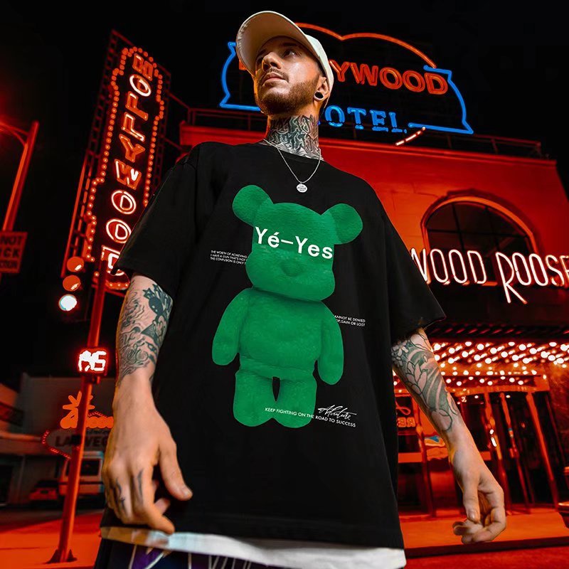 Áo Thun Tay Ngắn Dáng Rộng In Họa Tiết Hoạt Hình Phong Cách Hip Hop Hàn Quốc Thời Trang Cho Nam Size M-8XL