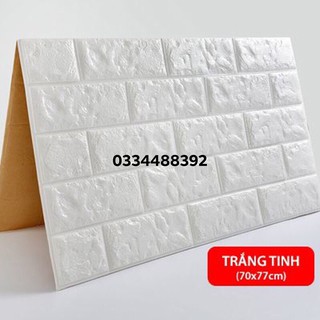 Xốp dán tường giả gạch kích thước 70x77cm màu trắng