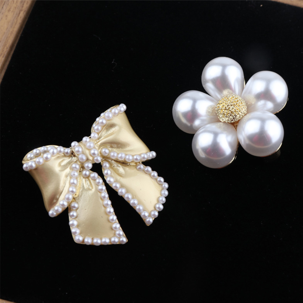 Cài áo hình nơ gắn ngọc trai thời trang