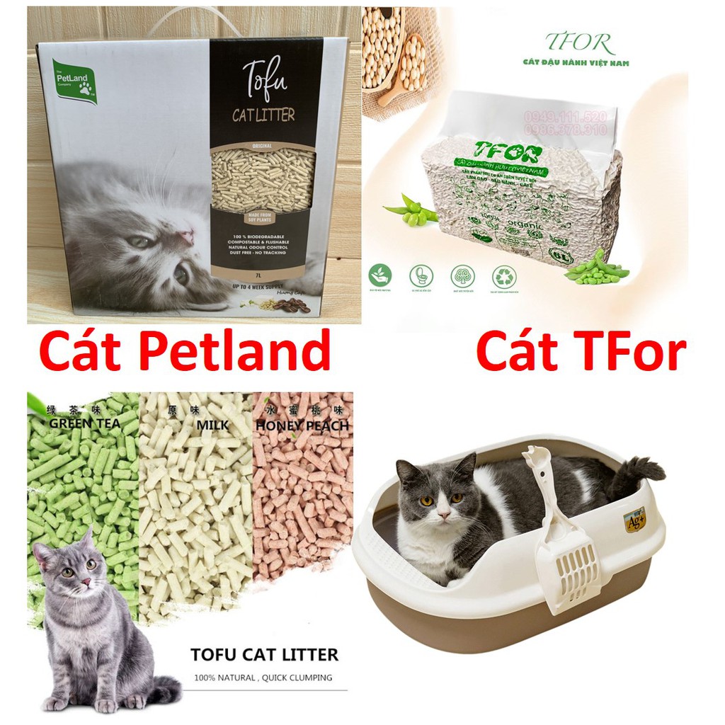 TFOR  Cát đậu phụ Tofu Cát vệ sinh cho mèo làm từ bã đậu nành Hữu cơ hòa tan trong bồn cầu và mèo ăn không sao