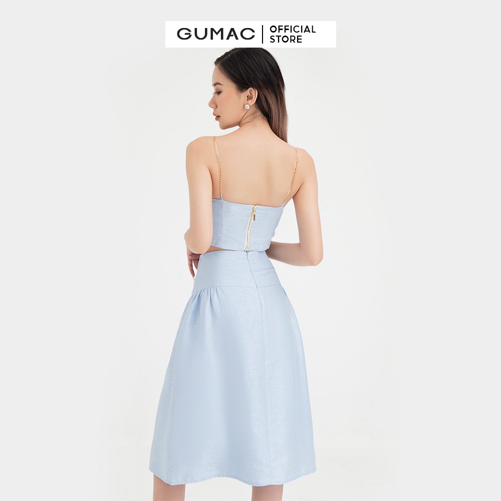 [Mã WABRGUD1 giảm 10% đơn 99K] Áo kiểu nữ 2 dây croptop GUMAC màu xanh đủ size, phong cách trẻ trung AB489