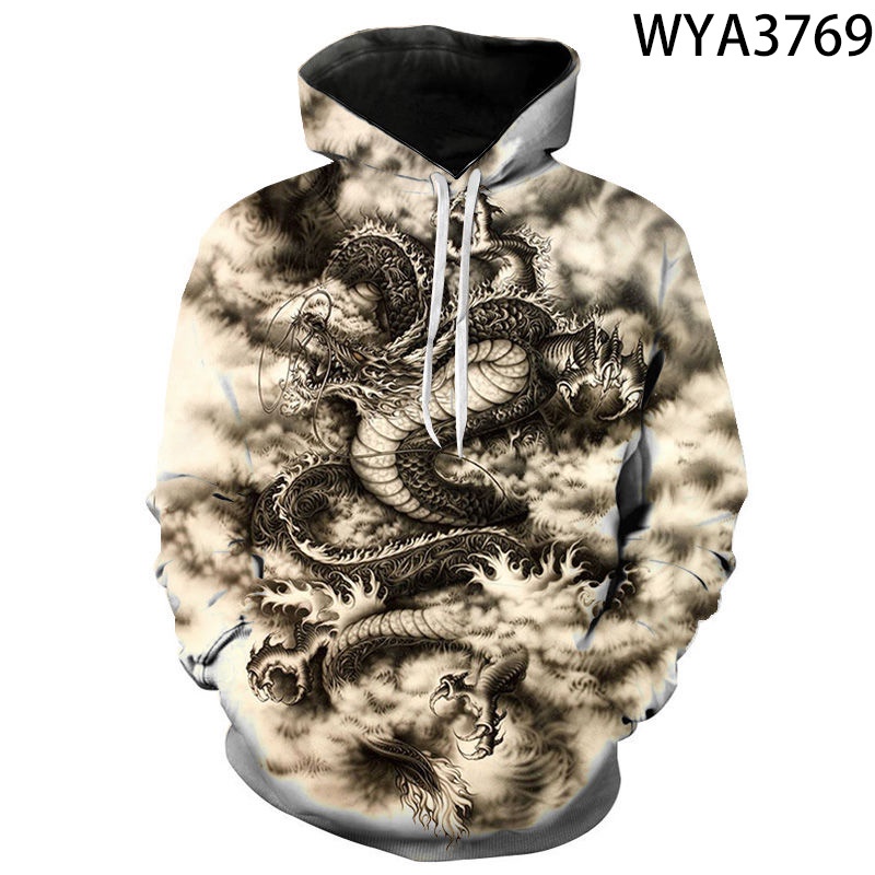 Áo Hoodie In Hình Rồng 3D Thời Trang Dành Cho Nam Nữ