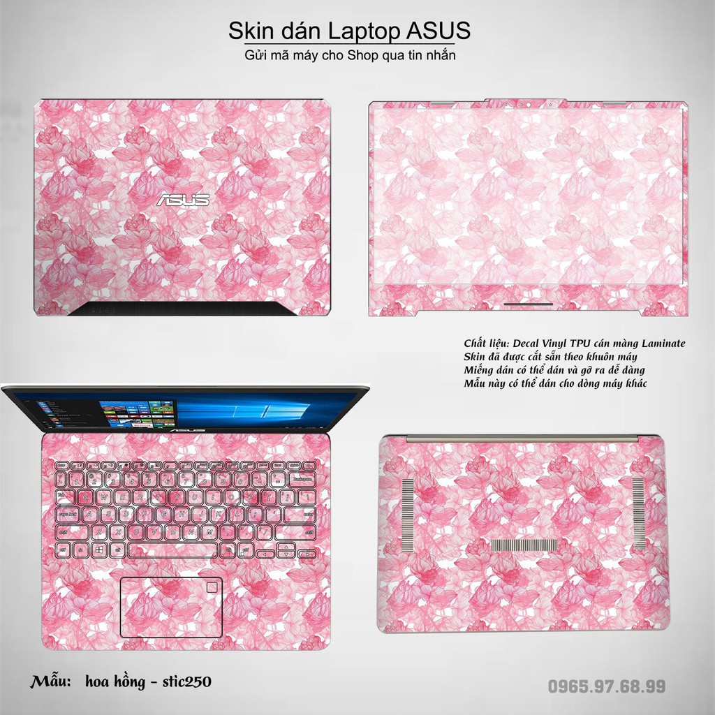 Skin dán Laptop Asus in hình hoa hồng stic250 (inbox mã máy cho Shop)