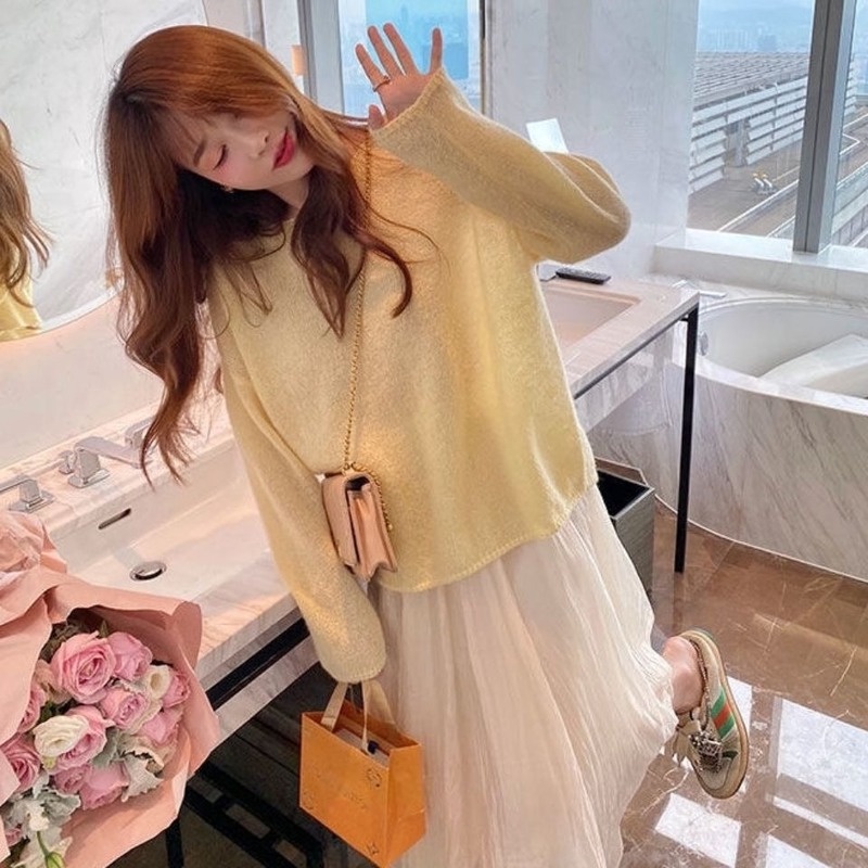 Chân váy lưới lưng cao thời trang thu đông