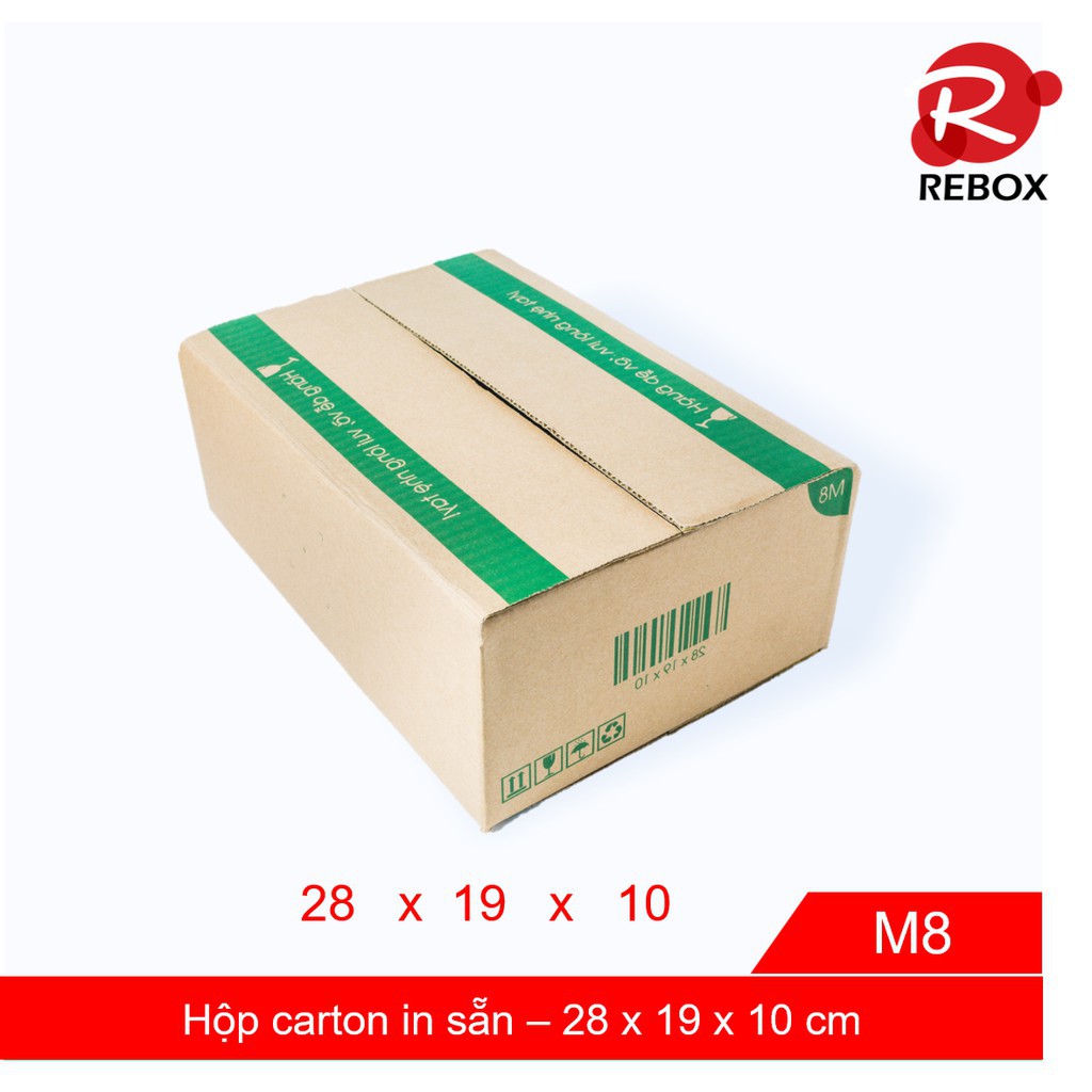 Hộp 28x19x10 cm - 20 hộp carton in sẵn giá rẻ siêu dày Rebox