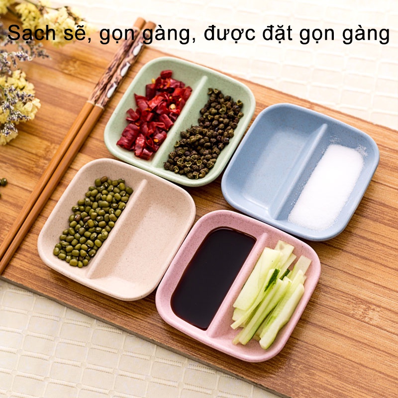 [HCM] Bếp gia đình món ăn nhỏ đôi món ăn nhỏ rơm lúa mì vuông bộ đồ ăn nhà bếp giấm xì dầu nước sốt gia vị đĩa dưa chua