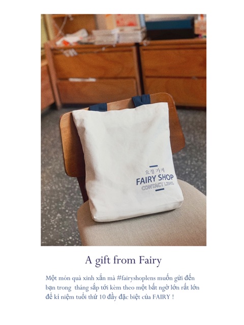 Túi Fairy Tote Bag - vải Canvas Cotton 100% đáy ngang KÍNH ÁP TRÒNG FAIRY SHOP CONTACT LENS