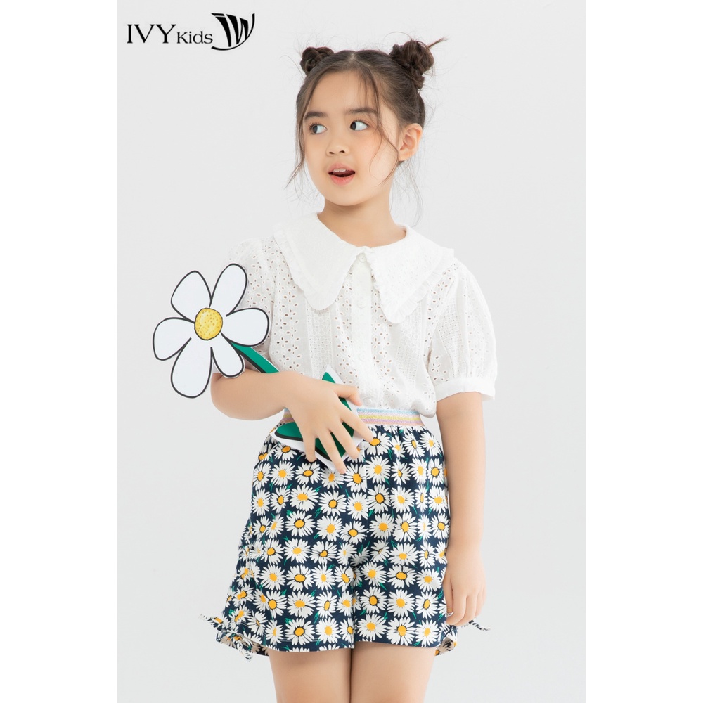 Áo sơ mi bé gái cổ Peterpan IVY moda MS 16G1223