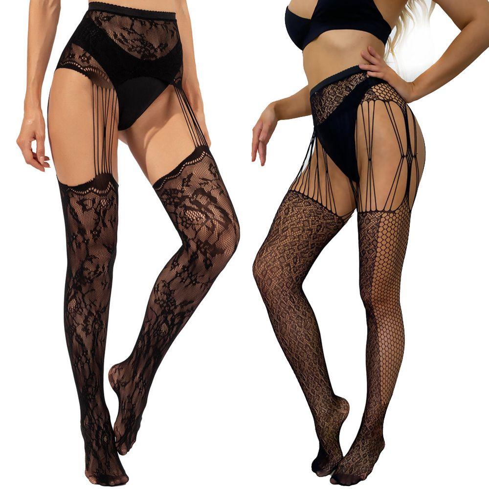 Quần Tất Lưới Đen Dài Phối Ren Gợi Cảm Cho Nữ