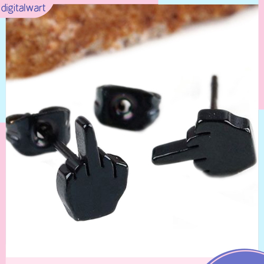 Dg DG✌❤ Khuyên Tai Thép Không Gỉ Không Gây Dị Ứng Họa Tiết Ngón Tay Cho Cuộc Sống Hàng Ngày