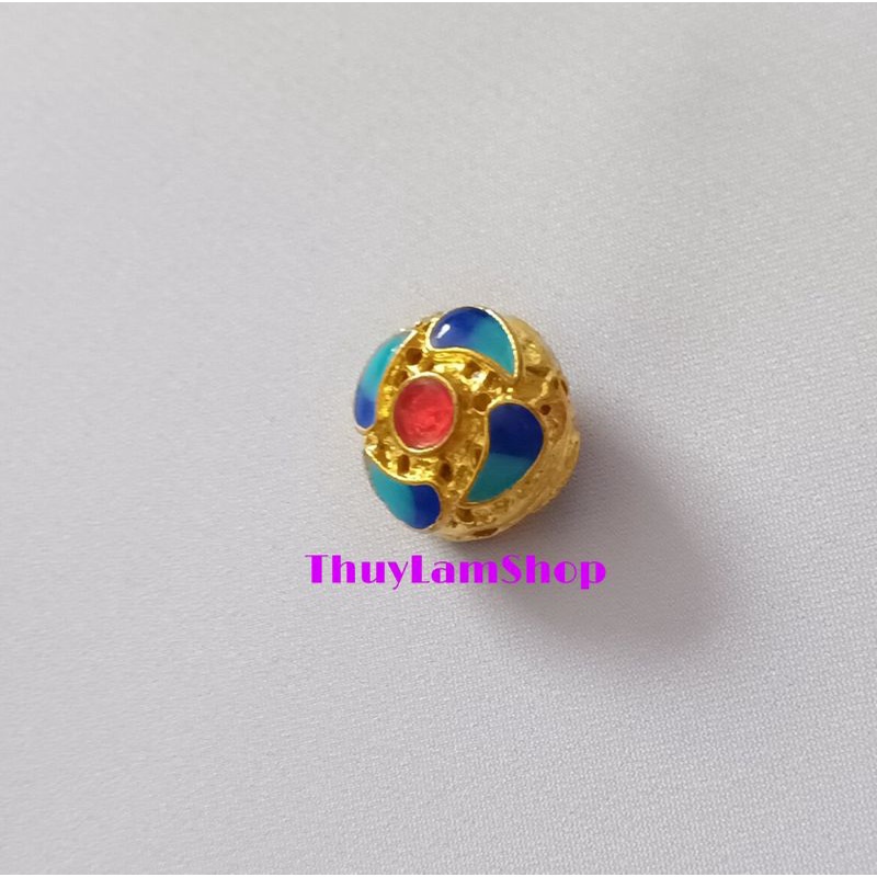 Charm Nepal mắt hạt châu đỏ xanh vàng xâu chuỗi hạt, xâu vòng trầm hương