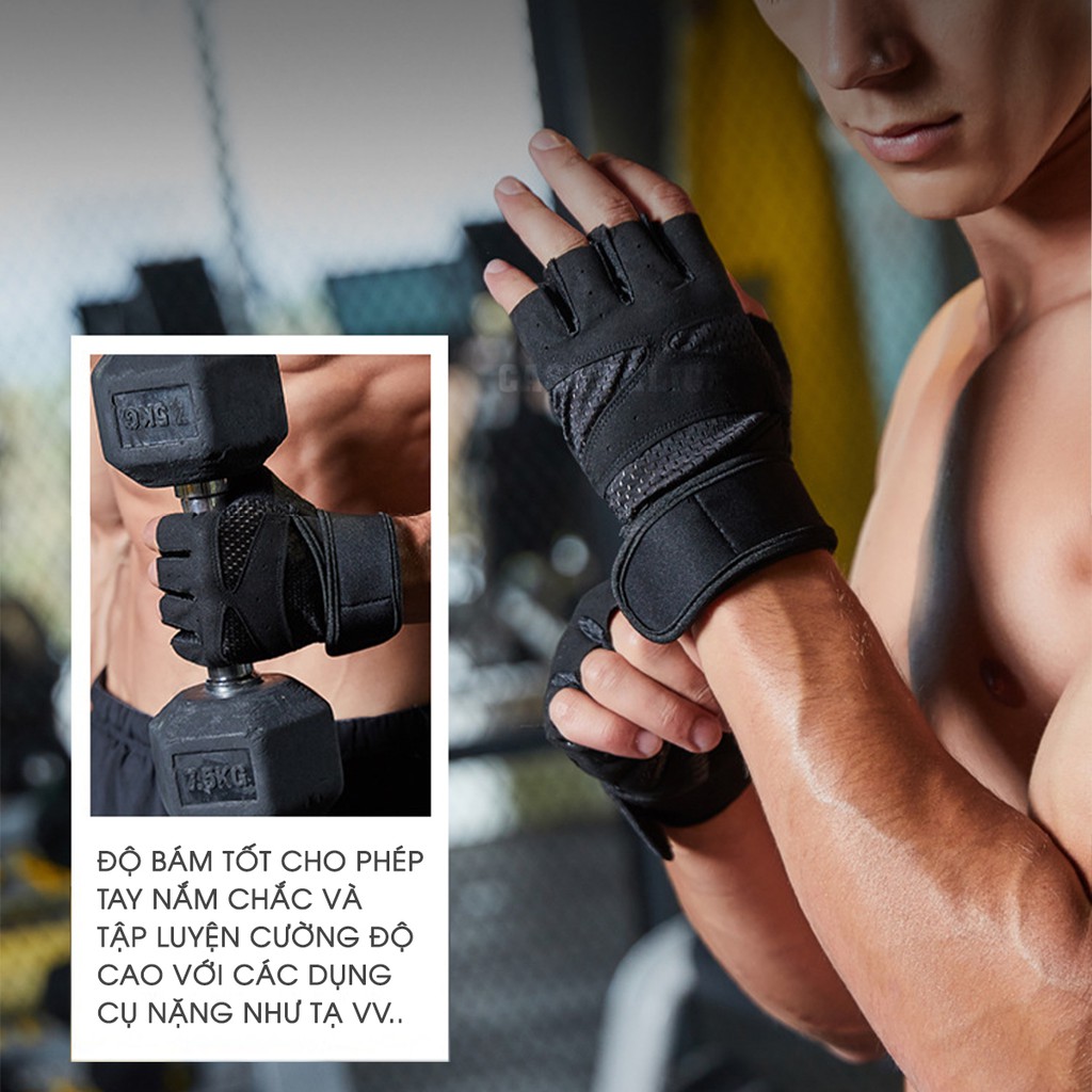 Găng Tay Tập GYM Cao Cấp - Bao Tay Cụt Ngón Thể Thao Cá Tính - Mạnh Mẽ - GTT.02