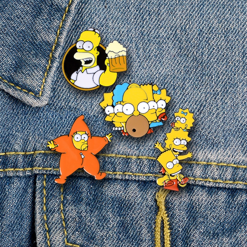 Ghim cài áo QIHE JEWELRY Hoạt Hình Simpsons 20 Kiểu Dễ Thương