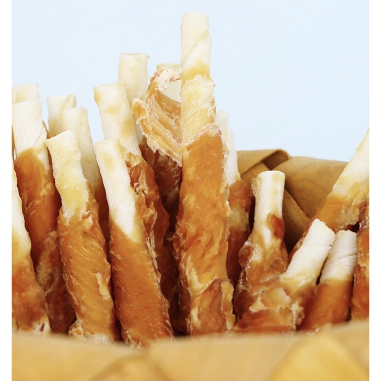 BÁNH THƯỞNG PETFOOD XƯƠNG SỮA BỌC THỊT  ĂN VẶT HỖ TRỢ LÀM SẠCH RĂNG MIỆNG CHO THÚ CƯNG LOẠI QUE DÀI