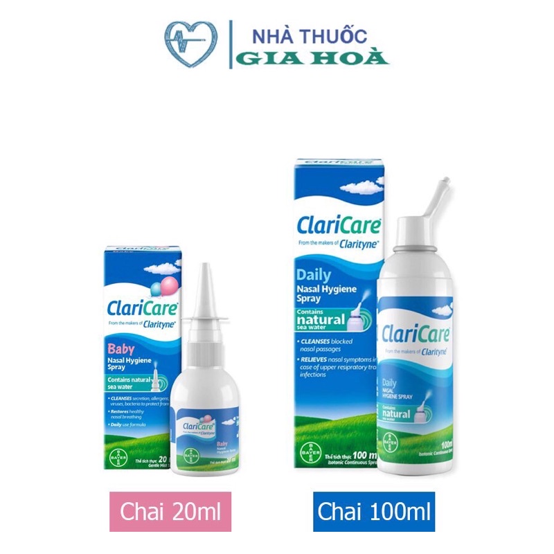 Dung dịch xịt rửa mũi hằng ngày Claricare (BAYER) - Nhập khẩu Pháp