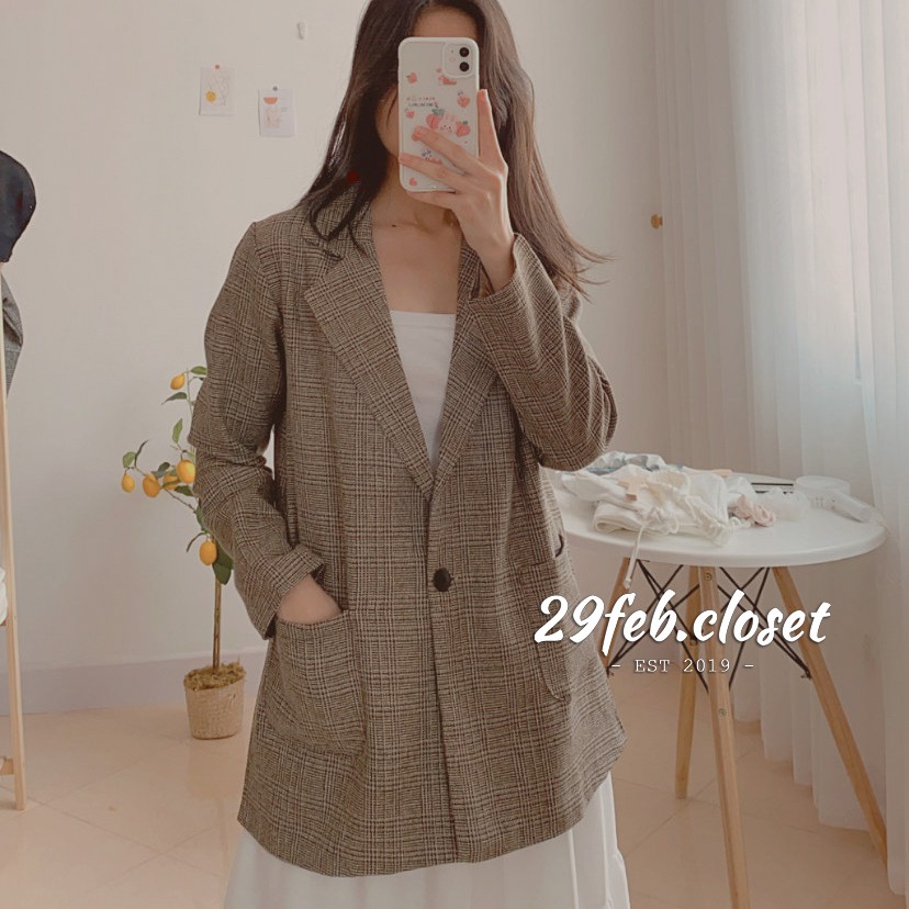 Áo blazer dạ 2 lớp kẻ 1 khuy (Ảnh thật) | BigBuy360 - bigbuy360.vn