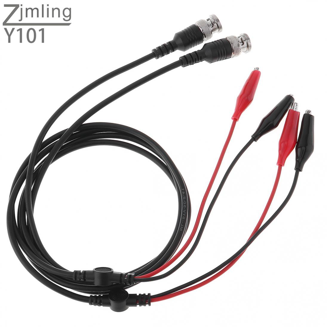 2pcs/lot BNC Q9 Male Plug To 35mm Dual Alligator Clip Oscilloscope Test Probe Lead  Cable Oscilloscope Measurement Accessory