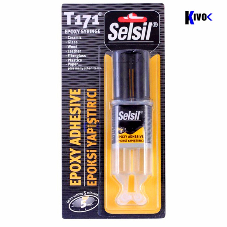 Keo Dán Selsil T171 Trong Suốt 2 Thành Phần 24ml Hai Ống- Keo Dán Đa Năng Mau Khô - Keo Dán Chịu Nhiệt Chịu Nước - Kivo