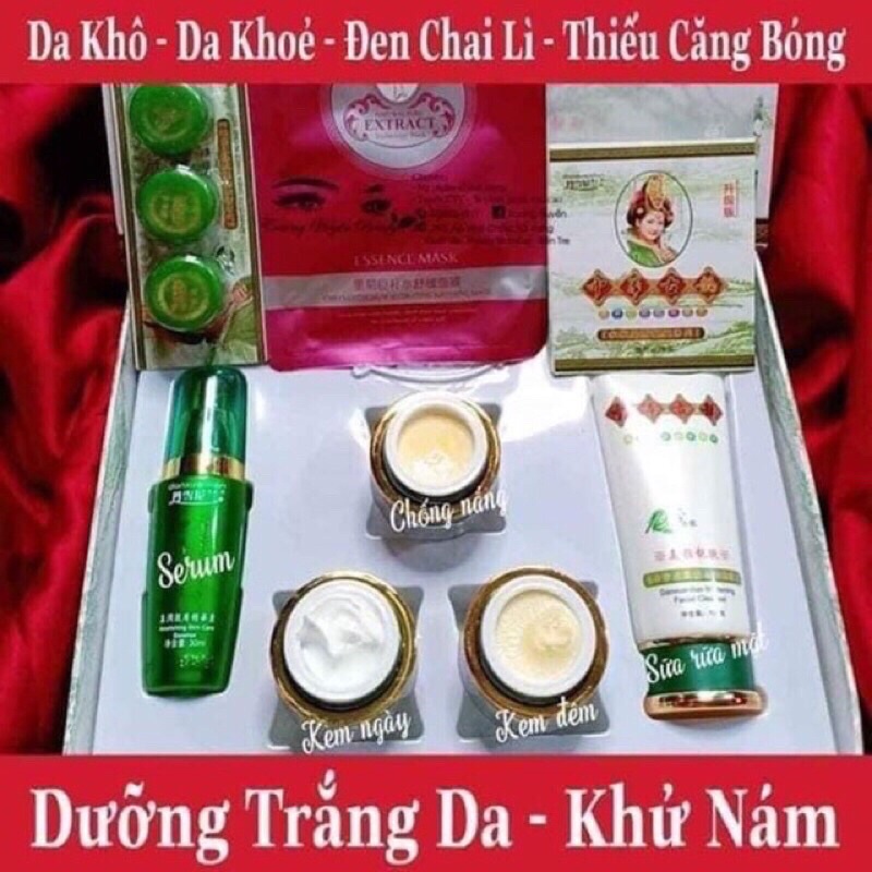 bộ kem hoàng cung xanh cho da mụn chai lì thâm đen sạm