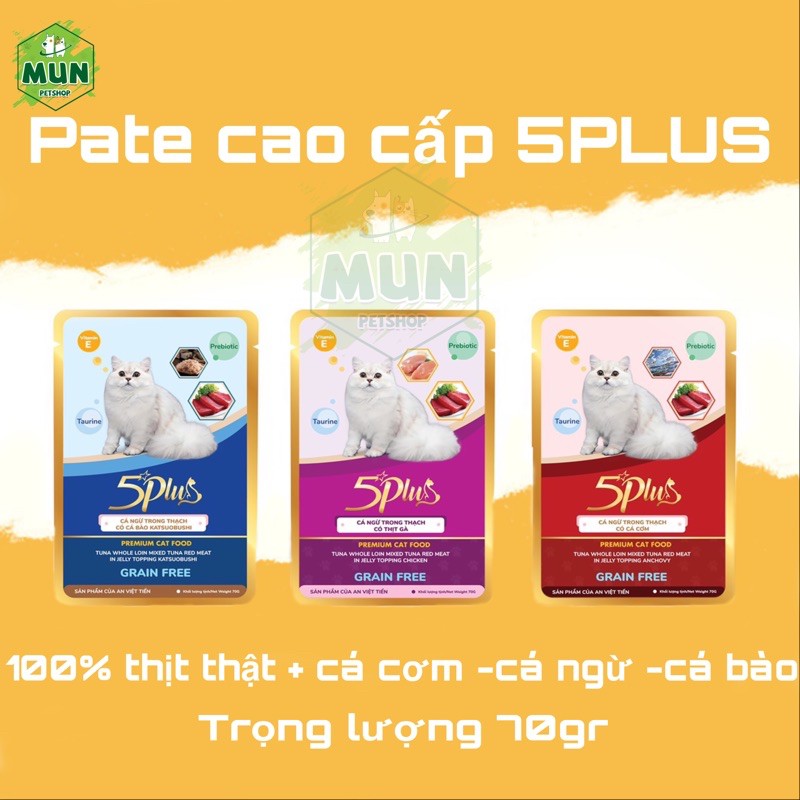 Pate cao cấp 5 PLUS gói 70gr