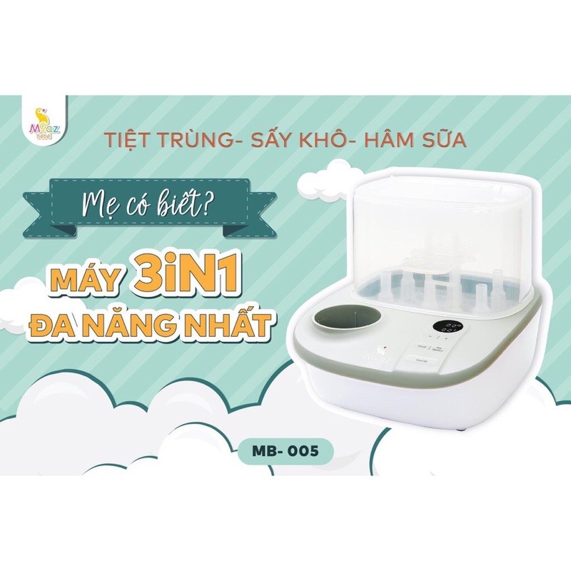 [Mã MKBC13 giảm 80k đơn 1 triệu] Máy Hâm Sữa, Tiệt Trùng Sấy Khô Moaz Bebe MB005