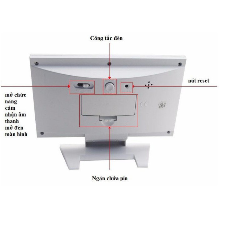 Đồng Hồ Để Bàn LED LCD Báo Thức Thời Tiết Cảm Biến Âm Thanh Cao Cấp 206759 - trắng [SKM]