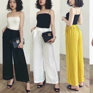 Quần ống suông vải đũi mát