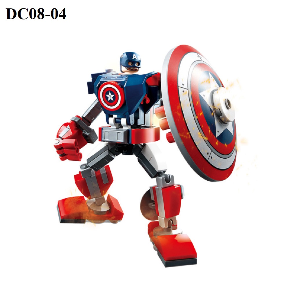 Đồ chơi lego lắp ráp mô hình siêu nhân người nhện, đội trưởng mỹ, người sắt cho trẻ em DC08