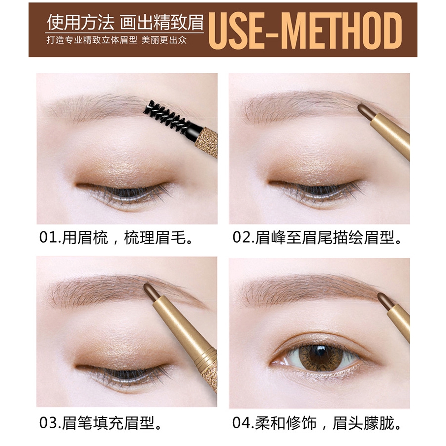 (Hàng Mới Về) Bút Chì Kẻ Lông Mày Hai Đầu Tự Động Không Thấm Nước + 3 Thẻ Thay Thế + 3 Khuôn Kẻ Lông Mày Novo  Nội Địa Trung | BigBuy360 - bigbuy360.vn