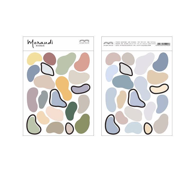 Sticker Morandi họa tiết dễ thương màu sắc tươi sáng dùng trang trí đẹp mắt