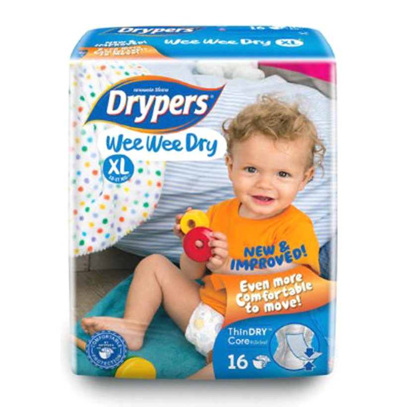 Tã dán Drypers Wee Wee Dry size XL3, XL16 (12-17kg)