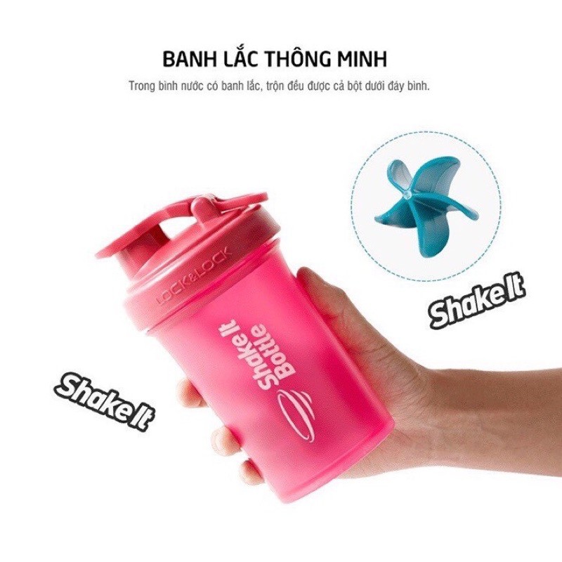 Bình nước lắc GYM Shake It Bottle Lock &amp; Lock 600ml (Màu Hồng)