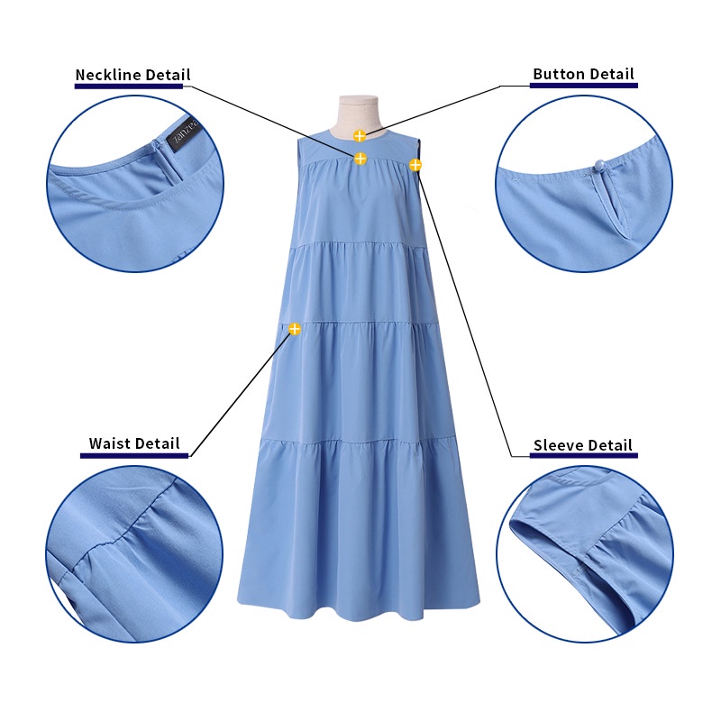 Đầm maxi ZANZEA không tay cổ tròn dáng rộng thời trang nữ tính thanh lịch