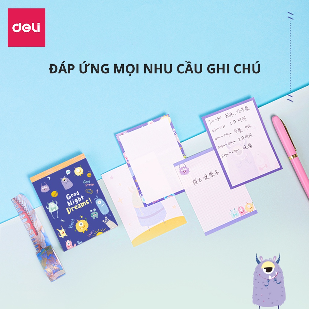 [Mã LIFEDL44 giảm 50K đơn 99K] Giấy note ghi chú hoạt hình Deli x Little Hungry Devil - 21720