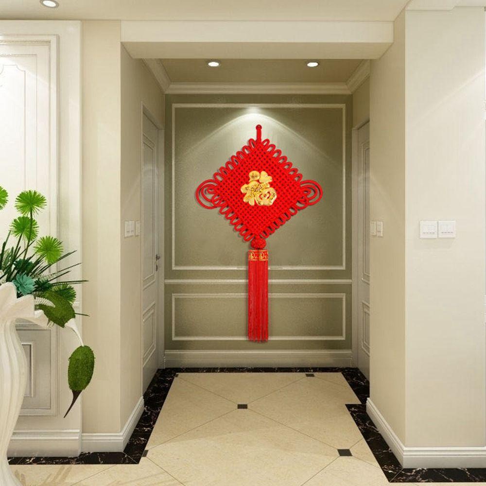 Dây Tua Rua Màu Đỏ Dệt Tay Nhân Vật Fu Cầu Bình An May Mắn Trang Trí Năm Mới