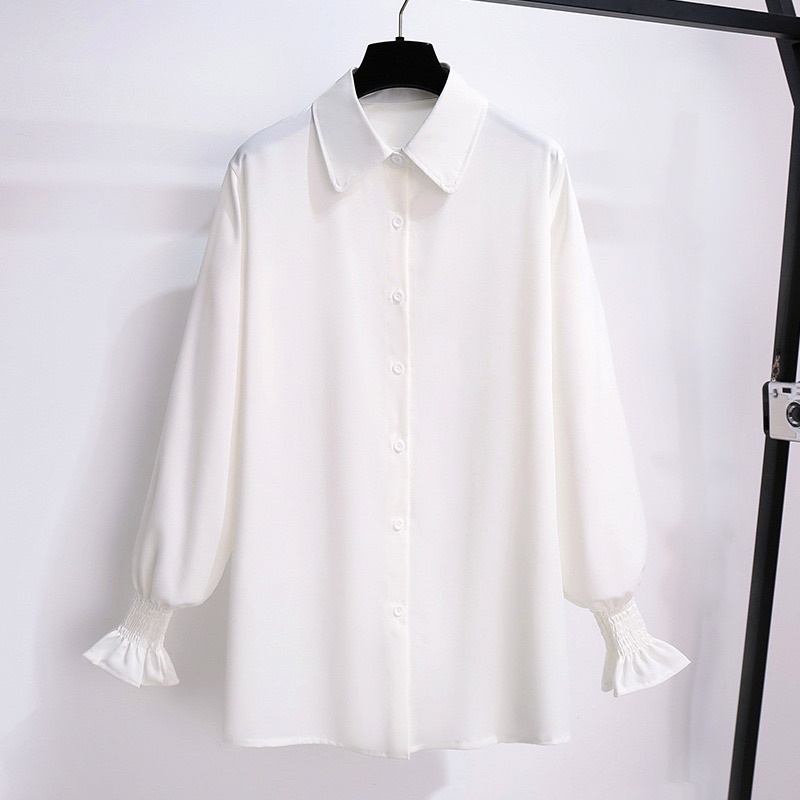 Sơ mi nữ màu trắng tay bo chun, cổ đức tiểu thư hangd quảng châu cao cấp - shopbelinh