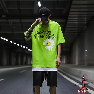 Áo thun tay lỡ MYMY dáng Unisex form rộng tay lỡ phong cách Hoa Cúc Lucky thời trang phong cách M03