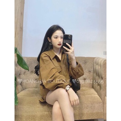 áo sơ mi nữ form rộng bo tay 1 nắp túi vạt đuôi tôm ( Ảnh thật trải sàn)