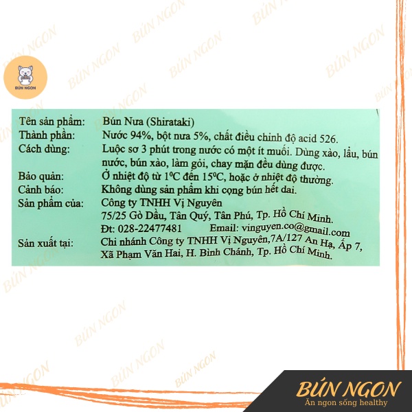 Bún Nưa Mì Nưa Shiritagi 160g Ăn Kiêng Giảm Cân Eatclean - Bún Ngon