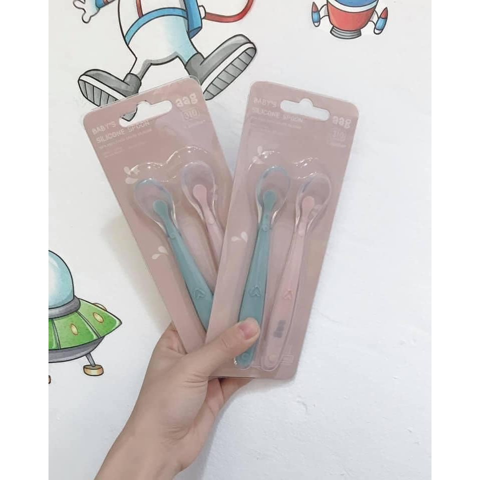 Set 2 Thìa Ăn Dặm Silicon AAG
