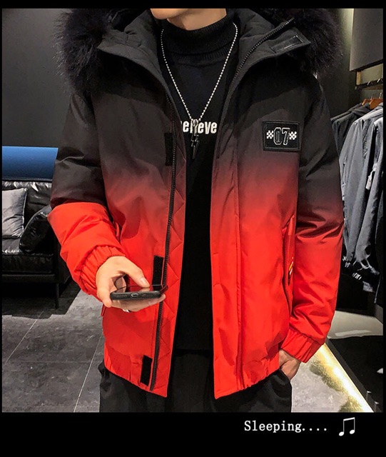 Áo phao nam hai màu mủ lông chuẩn cao cấp QC